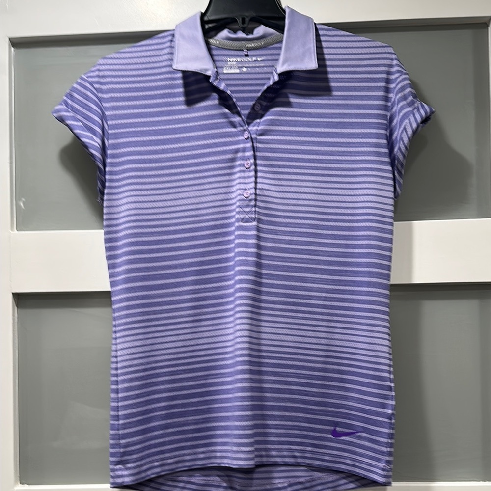 Nike Women’s Purple Striped Button-Down Polo